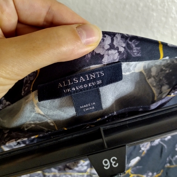 ALL SAINTS Luisa Buruberu Printed Floral Skeleton Midi Skirt Sz 0 - Picture 8 of 11